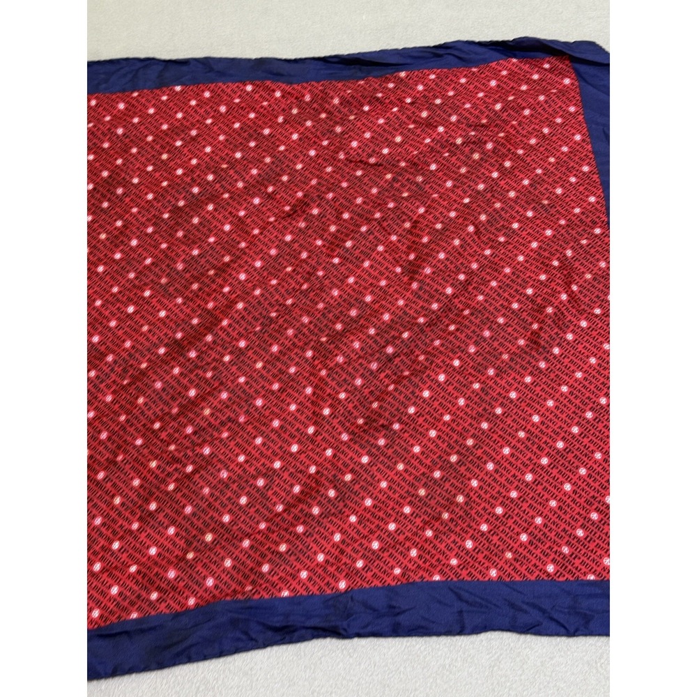 Vtg Scarf Made In Italy IP Building‎ Materials 100% Silk Red White Blue Font - Picture 10 of 15